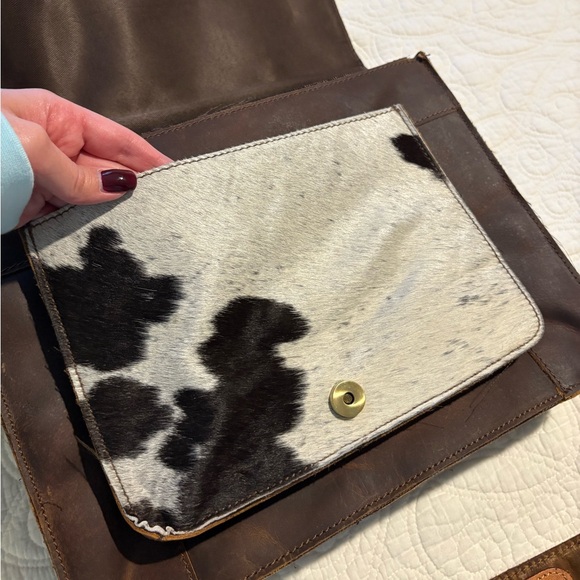 Leather Cowhide Satchel - Picture 6 of 9